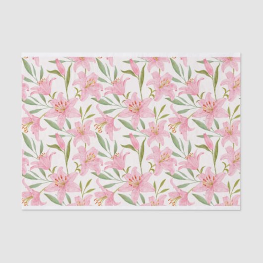 Pastel floral lelie roze groen tissuepapier (Voorkant)