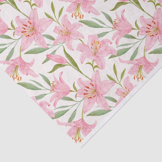 Pastel floral lelie roze groen tissuepapier (Detail)