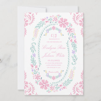 Pastel Floral Lijst bruiloft uitnodiging Kaart
