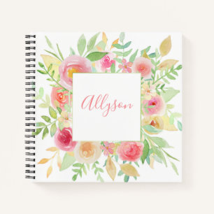 Pastel Floral Lijst Spiral notebook Notitieboek