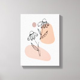 Pastel Floral Line Art – Modern Canvas Print