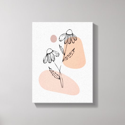 Pastel Floral Line Art – Modern Canvas Print (Voorkant)