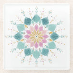 Pastel Floral Mandala Ceramic Glazen Onderzetter<br><div class="desc">Elevate your home decor with this elegant floral mandala coaster. Featuring a delicate, hand-drawn aesthetic, this design combines soft pastel pinks, muted teals, and warm gold accents in a symmetrical, blooming pattern. The clean white background makes the intricate botanical details pop, blending a boho-chic vibe with modern minimalism. Perfect for...</div>