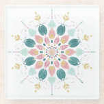 Pastel Floral Mandala Ceramic Glazen Onderzetter<br><div class="desc">Elevate your home decor with this elegant floral mandala coaster. Featuring a delicate, hand-drawn aesthetic, this design combines soft pastel pinks, muted teals, and warm gold accents in a symmetrical, blooming pattern. The clean white background makes the intricate botanical details pop, blending a boho-chic vibe with modern minimalism. Perfect for...</div>
