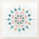 Pastel Floral Mandala Ceramic Glazen Onderzetter<br><div class="desc">Elevate your home decor with this elegant floral mandala coaster. Featuring a delicate, hand-drawn aesthetic, this design combines soft pastel pinks, muted teals, and warm gold accents in a symmetrical, blooming pattern. The clean white background makes the intricate botanical details pop, blending a boho-chic vibe with modern minimalism. Perfect for...</div>