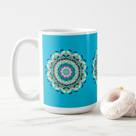 Pastel Floral Mandala Mug Koffiemok (Met donut)