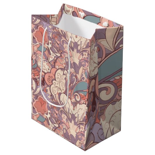 Pastel Floral Medium Cadeauzakje (Voorkant Gekanteld)