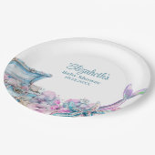 Pastel Floral Mermaid Tail Baby shower Papieren Bordje (Gekanteld)