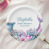 Pastel Floral Mermaid Tail Baby shower Papieren Bordje