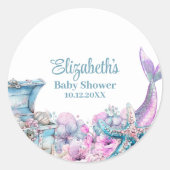 Pastel Floral Mermaid Tail Baby shower Ronde Sticker (Voorkant)