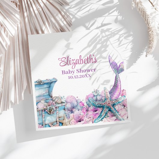 Pastel Floral Mermaid Tail Baby shower Servet