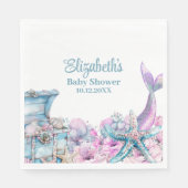 Pastel Floral Mermaid Tail Baby shower Servet (Voorkant)
