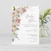 Pastel Floral Modern Baby in Bloom Baby shower Kaart (Staand voorkant)