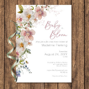 Pastel Floral Modern Baby in Bloom Baby shower Kaart