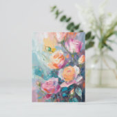 Pastel Floral Modern impressionistisch schilderij Briefkaart (Staand voorkant)