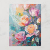 Pastel Floral Modern impressionistisch schilderij Briefkaart (Voorkant)