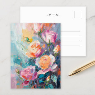 Pastel Floral Modern impressionistisch schilderij Briefkaart
