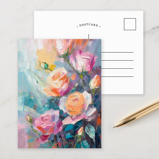 Pastel Floral Modern impressionistisch schilderij Briefkaart