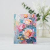 Pastel Floral Modern impressionistisch schilderij Briefkaart (Staand voorkant)