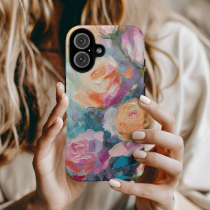 Pastel Floral Modern impressionistisch schilderij iPhone 16 Hoesje