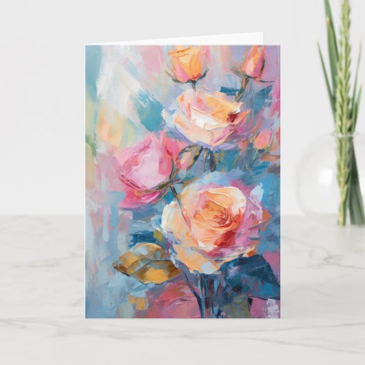Pastel Floral Modern impressionistisch schilderij Kaart (Voorkant)