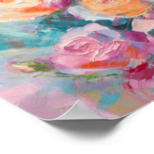 Pastel Floral Modern impressionistisch schilderij Poster (Hoek)
