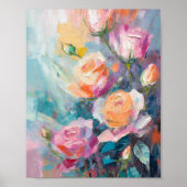 Pastel Floral Modern impressionistisch schilderij Poster (Voorkant)