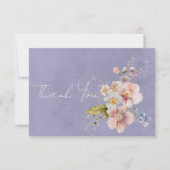 Pastel Floral Modern Paarse bruiloft Bedankkaart (Voorkant)