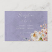 Pastel Floral Modern Paarse bruiloft receptie Informatiekaartje (Voorkant)