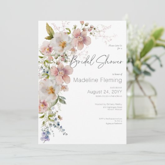 Pastel Floral Modern Vrijgezellenfeest Kaart (Staand voorkant)