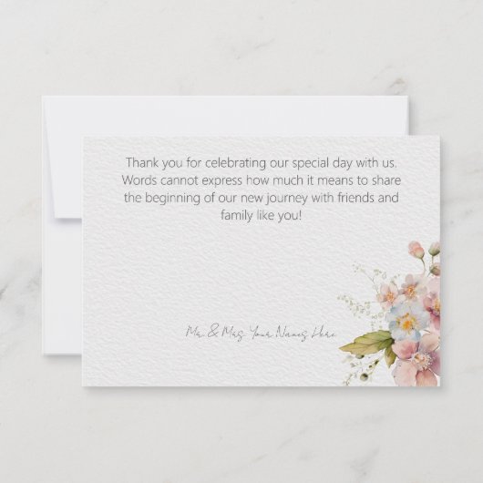 Pastel Floral Modern Weddenschap Bedankt (Achterkant)