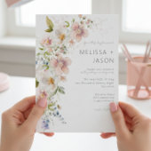 Pastel Floral Modern Wedding Kaart