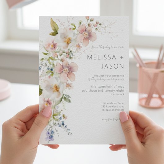 Pastel Floral Modern Wedding Kaart