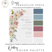 Pastel Floral Modern Wedding Kaart