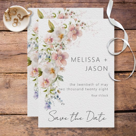 Pastel Floral Modern Wedding Save The Date