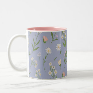 Pastel Floral Mok – Delicate Blossoms op Lavendel