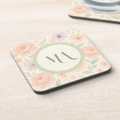 Pastel Floral Monogram Hard Plastic Onderzetter (Linkerzijde)