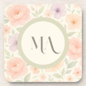 Pastel Floral Monogram Hard Plastic Onderzetter (Voorkant)