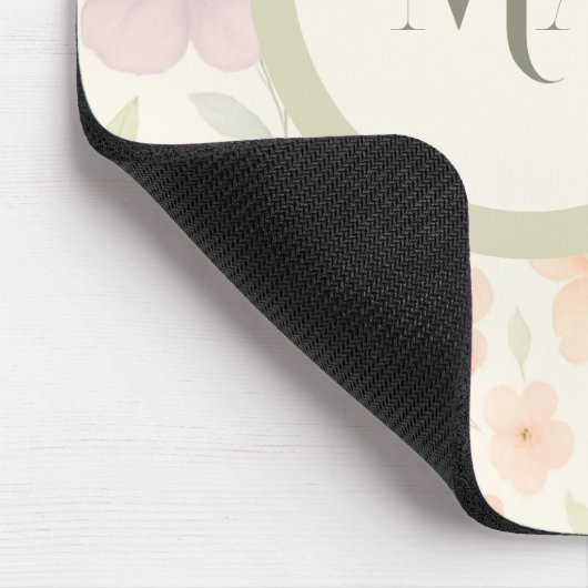 Pastel Floral Monogram Mousepad – gepersonaliseerd Muismat (Hoek)