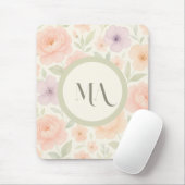 Pastel Floral Monogram Mousepad – gepersonaliseerd Muismat (Met muis)