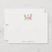 Pastel Floral Monogram Note Card Kaart (Voorkant)