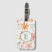 Pastel Floral Monogram Taal Label Bagagelabel (Voorkant (verticaal))