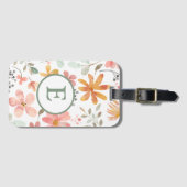 Pastel Floral Monogram Taal Label Bagagelabel (Voorkant (horizontaal))