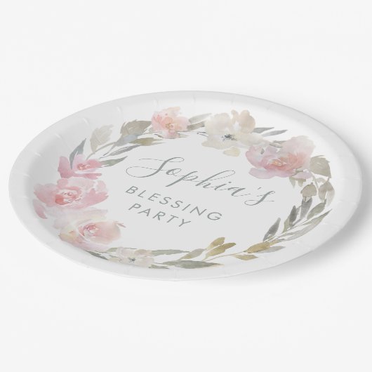 Pastel Floral Mother's Blessing Party Custom Papieren Bordje (Gekanteld)