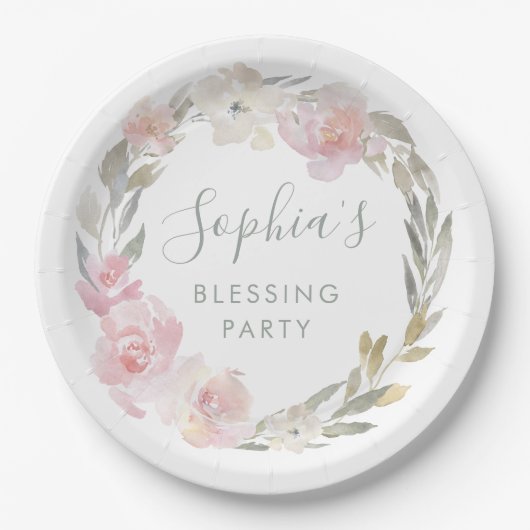 Pastel Floral Mother's Blessing Party Custom Papieren Bordje (Voorkant)