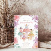 Pastel Floral Mushroom Fairy First 1st Birthday Kaart