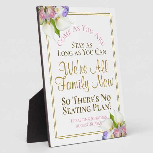 Pastel Floral No Seating Plan Weddenschap Fotoplaat (Zijkant)