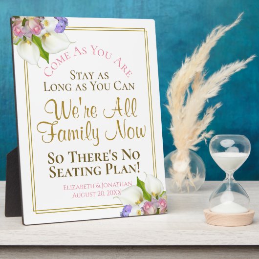 Pastel Floral No Seating Plan Weddenschap Fotoplaat (Zijkant)