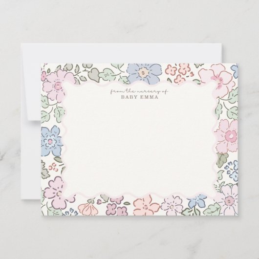 Pastel Floral Nursery Frame Note Card Kaart (Voorkant)