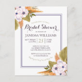 Pastel Floral Pampas Grass Vrijgezellenfeest Uitnodiging Briefkaart (Voorkant)